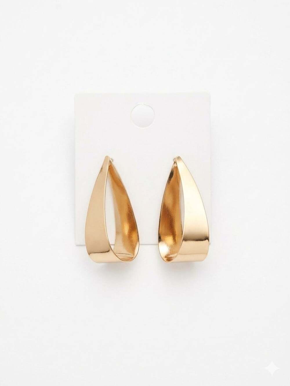 Gold Teardrop Open Hoop Earrings